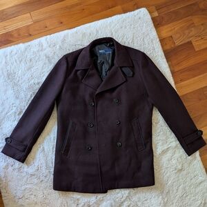 Slim Fit Burgundy Peacoat